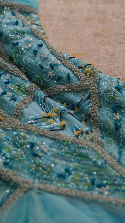 Vintage Bicici blue mermaid dress (M)