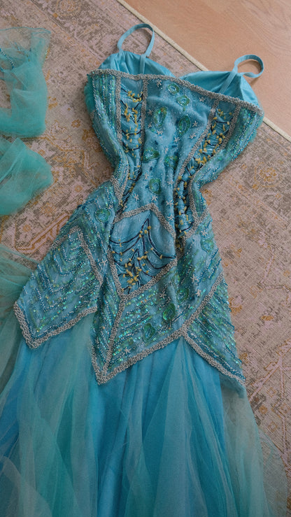 Vintage Bicici blue mermaid dress (M)