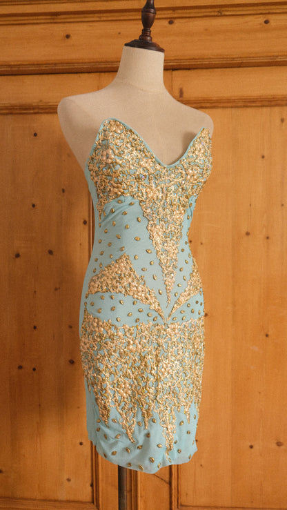 Vintage Miami hand-painted siren dress (XS)