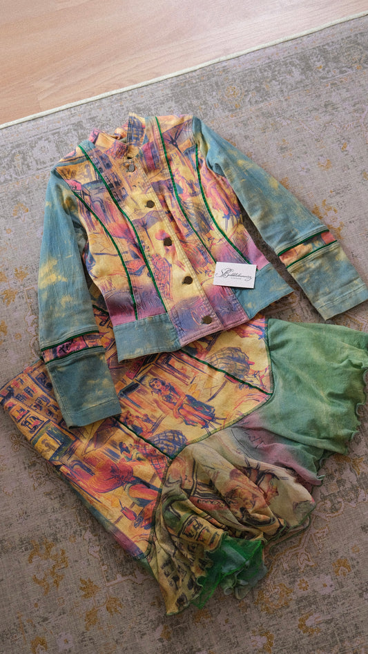 Vintage denim café 2 piece set (M)