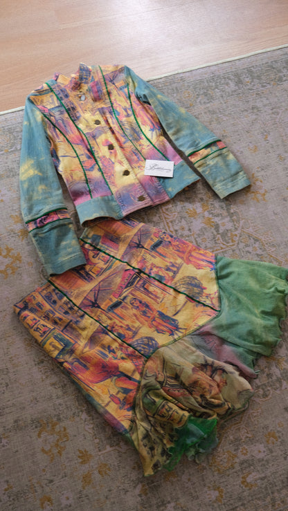 Vintage denim café 2 piece set (M)