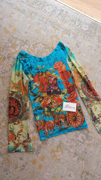 Vintage Save the Queen oranges mesh long sleeve (M-L)