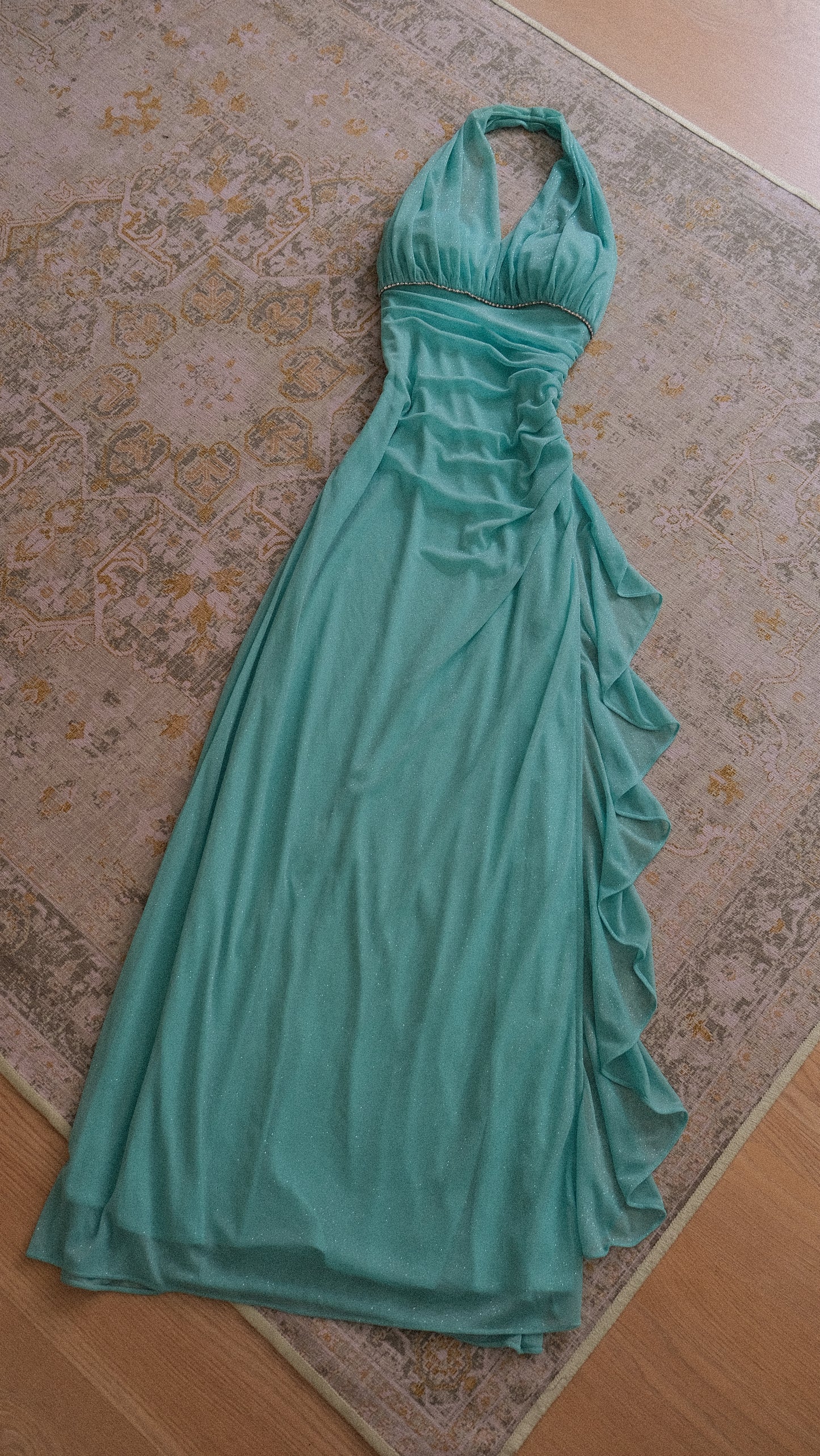 Betsy & Adam aqua shimmer dress (S/M, M)