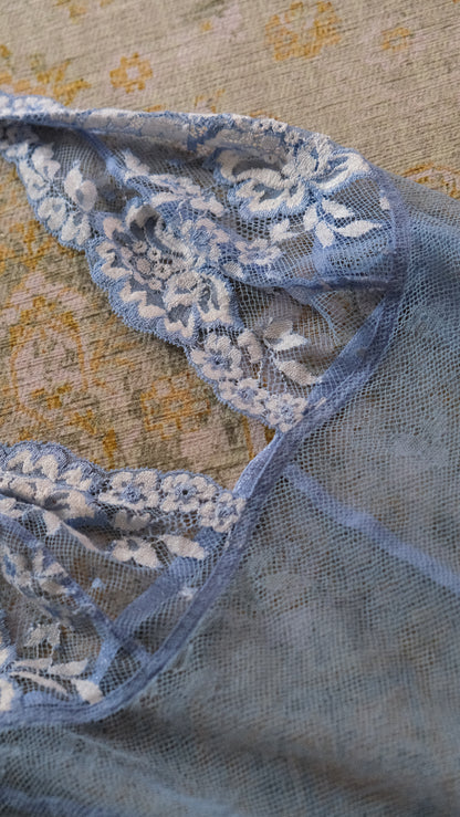 Vintage La Perla ocean blue sheer babydoll (M-L)