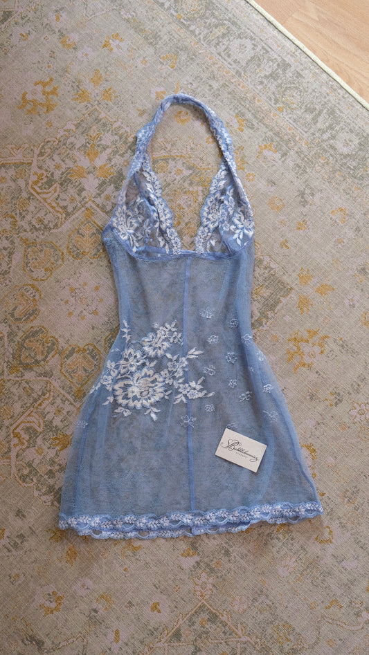 Vintage La Perla ocean blue sheer babydoll (M-L)