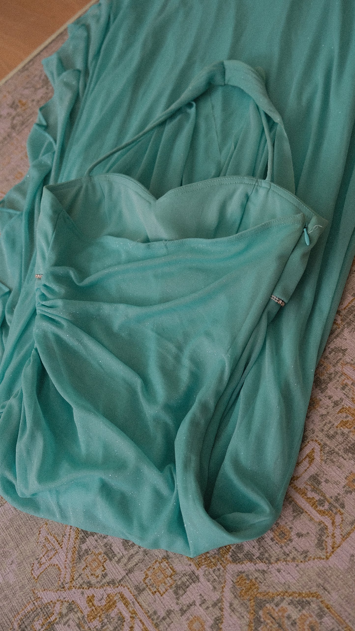 Betsy & Adam aqua shimmer dress (S/M, M)