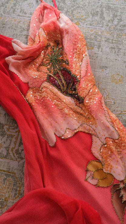 Vintage Spanish tropical summer dress (M-L)