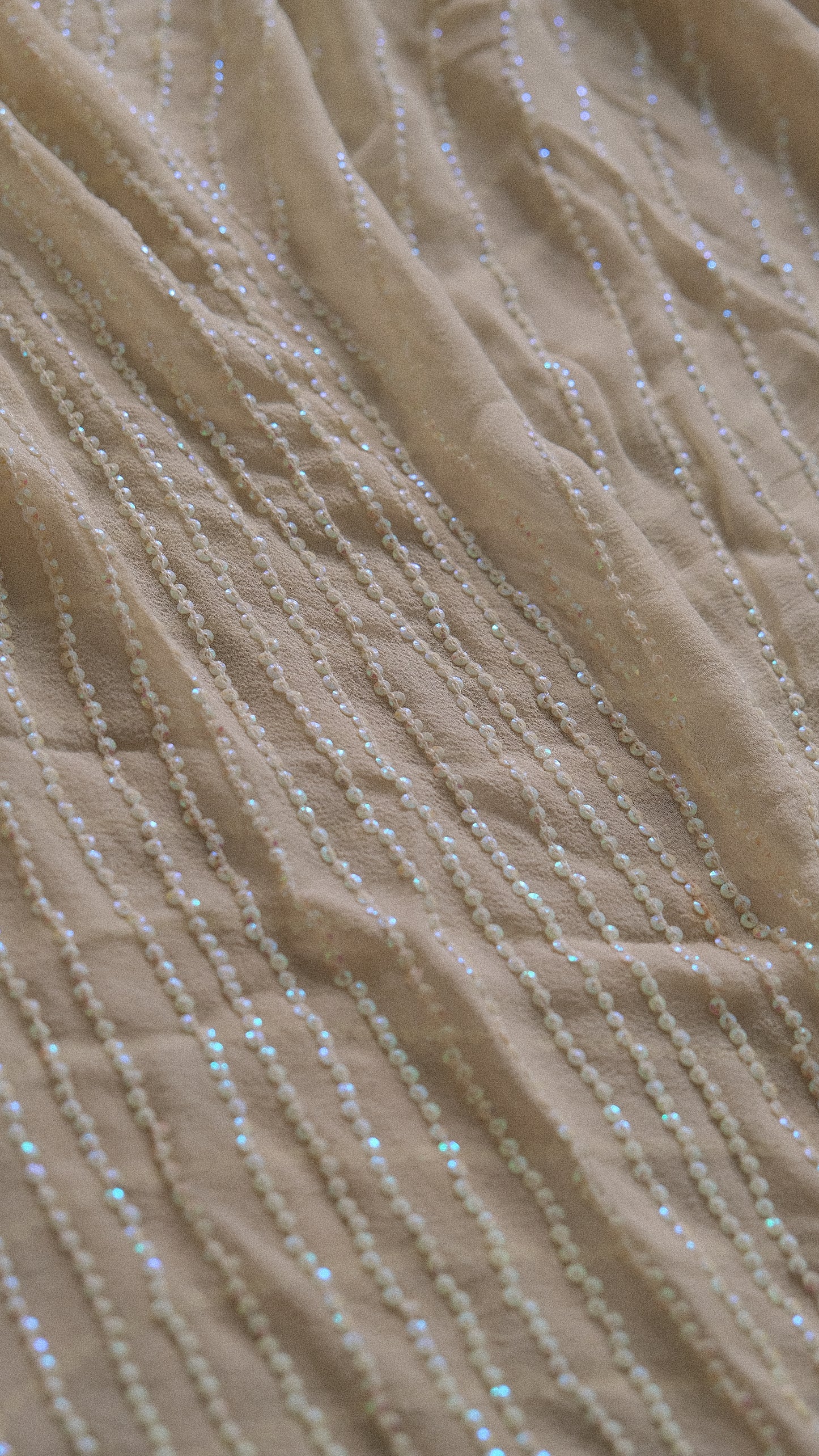 Vintage sheer ivory sequin halterdress (S-M)