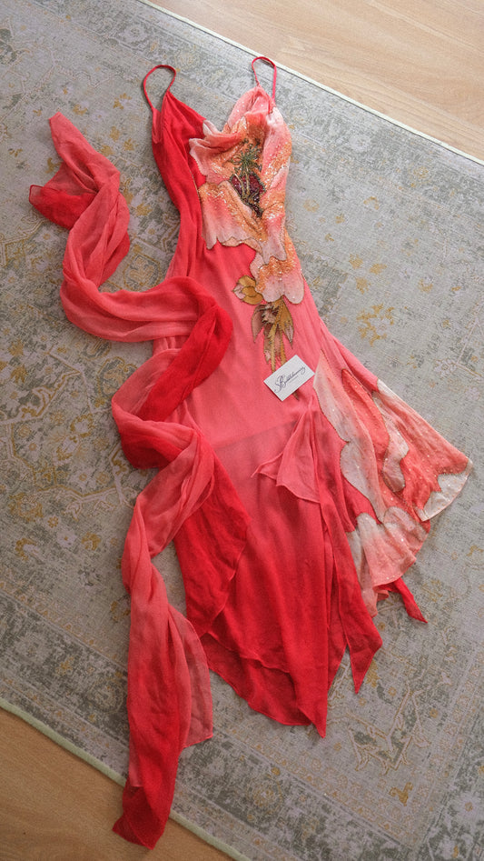 Vintage Spanish tropical summer dress (M-L)