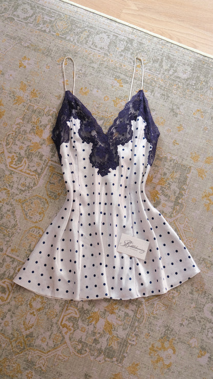 La Perla navy blue polkadot babydoll (M)