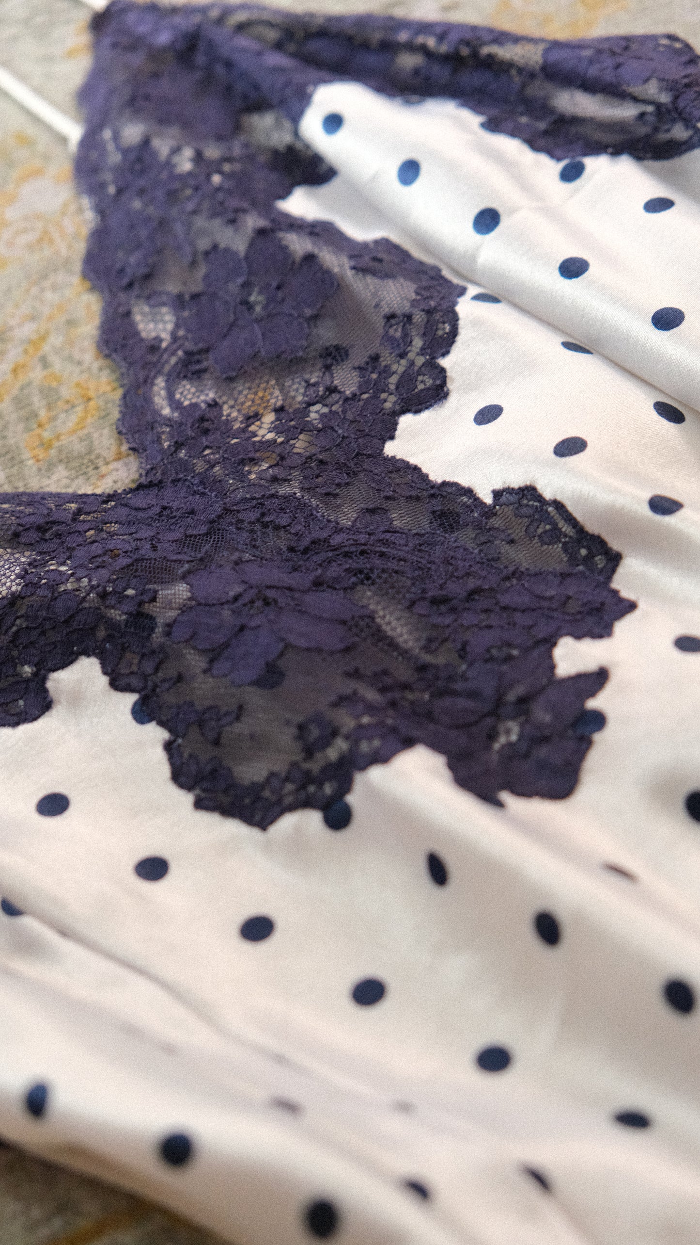 La Perla navy blue polkadot babydoll (M)