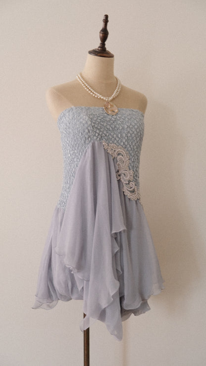 Vintage mermaid pastel blue skirt / mini dress (XS-M)