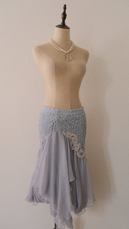 Vintage mermaid pastel blue skirt / mini dress (XS-M)