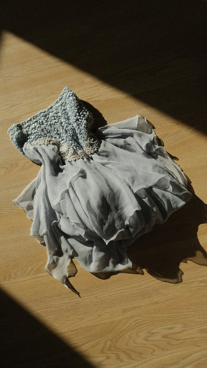 Vintage mermaid pastel blue skirt / mini dress (XS-M)
