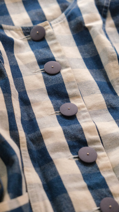RARE Vintage Chantal Thomass Suite navy gingham dress (M)
