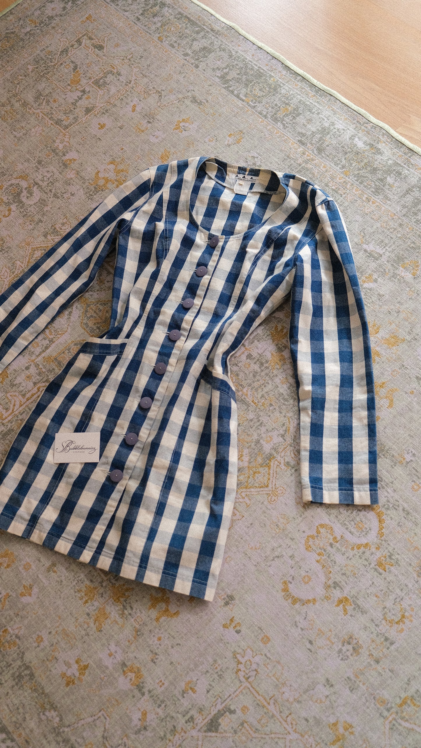 RARE Vintage Chantal Thomass Suite navy gingham dress (M)