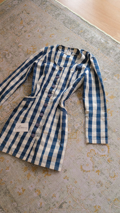 RARE Vintage Chantal Thomass Suite navy gingham dress (M)