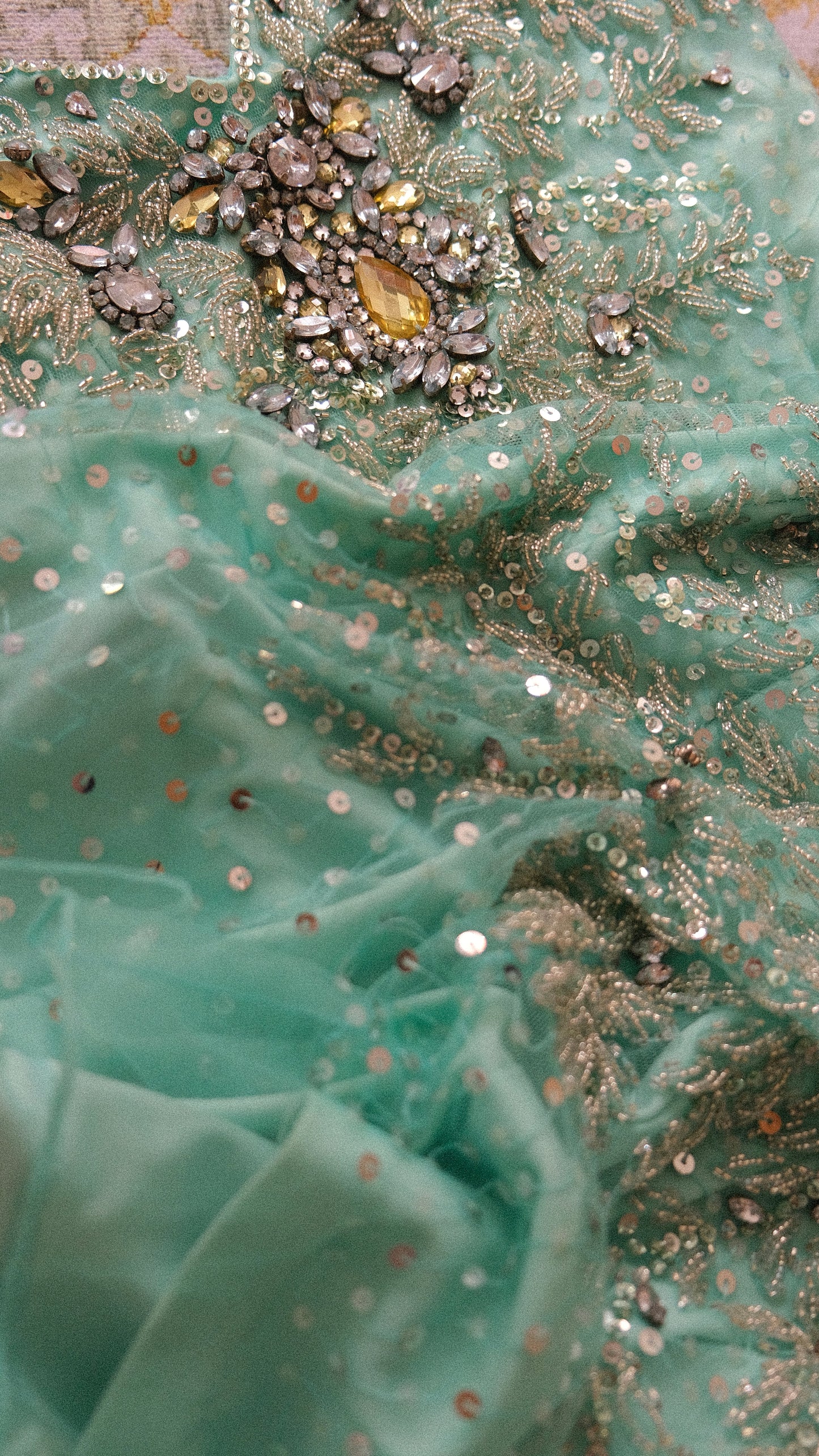 Vintage French mint blue mermaid dress (S-S/M)