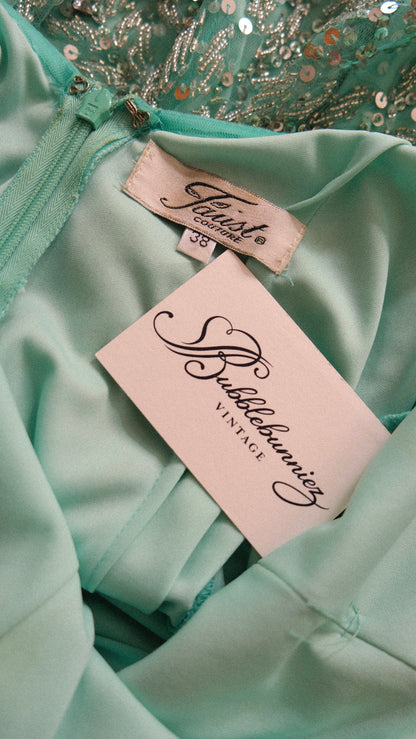Vintage French mint blue mermaid dress (S-S/M)