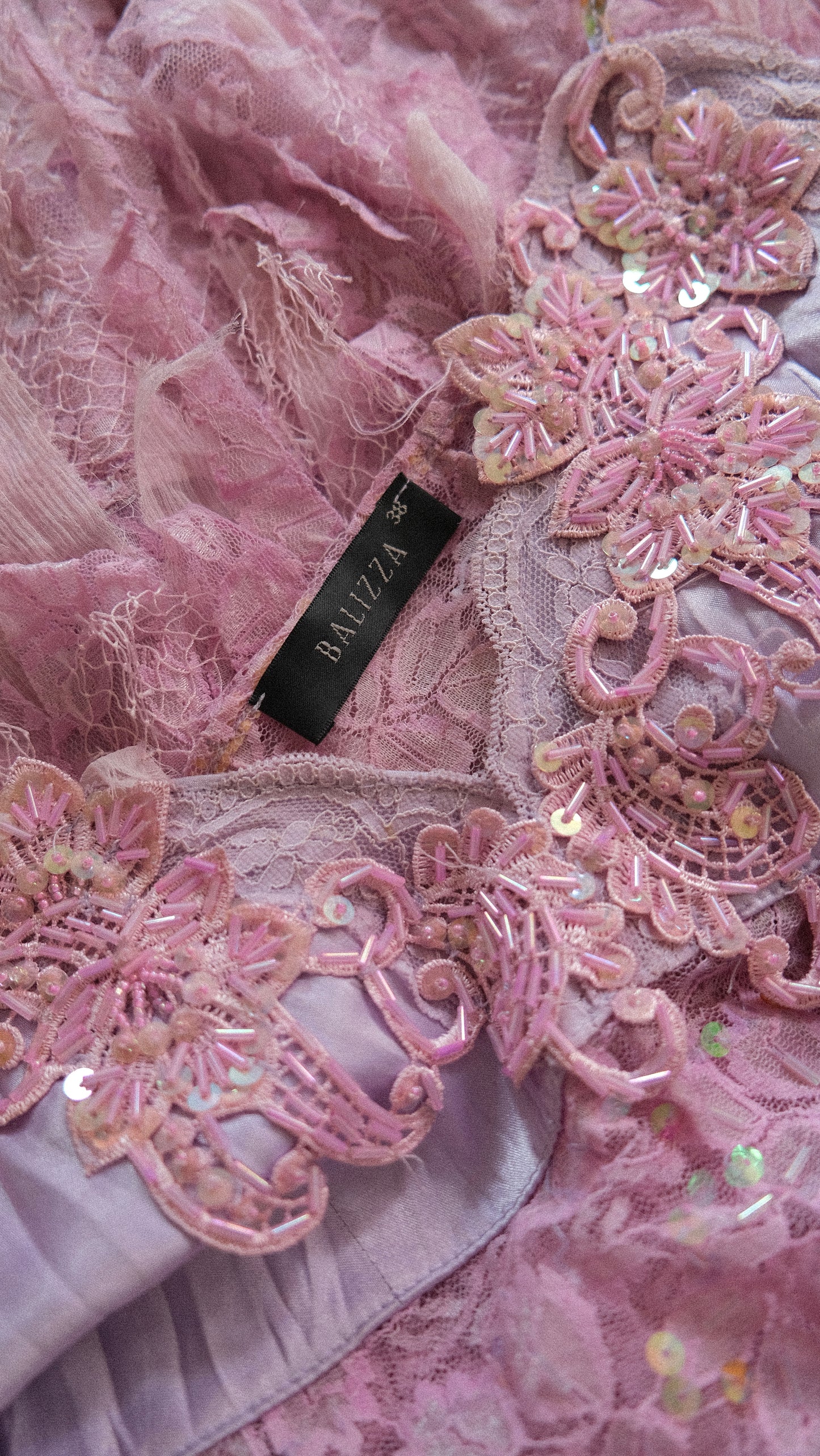 Vintage lilac flamingo ruffle dress (S-M)
