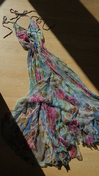 Vintage floral flowy summer dress (S-M)
