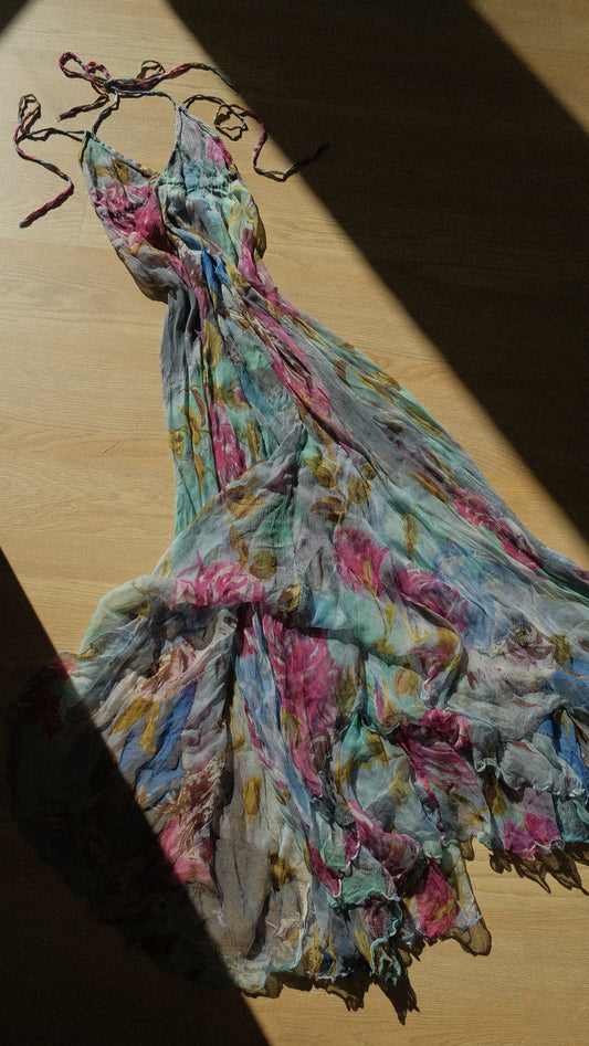 Vintage floral flowy summer dress (S-M)