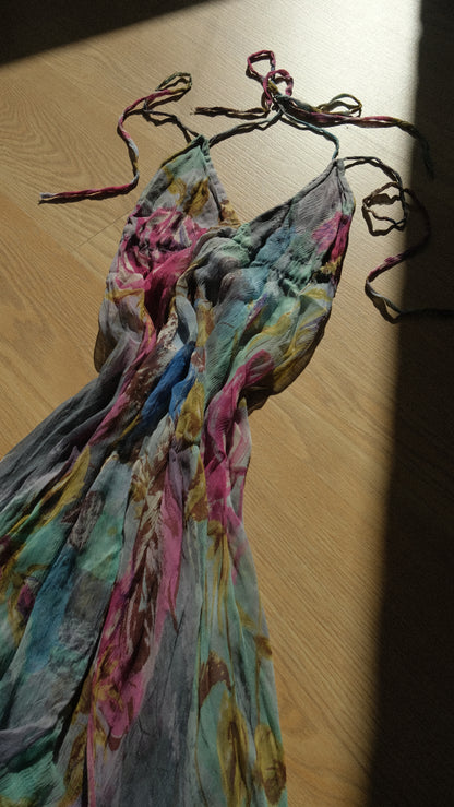 Vintage floral flowy summer dress (S-M)