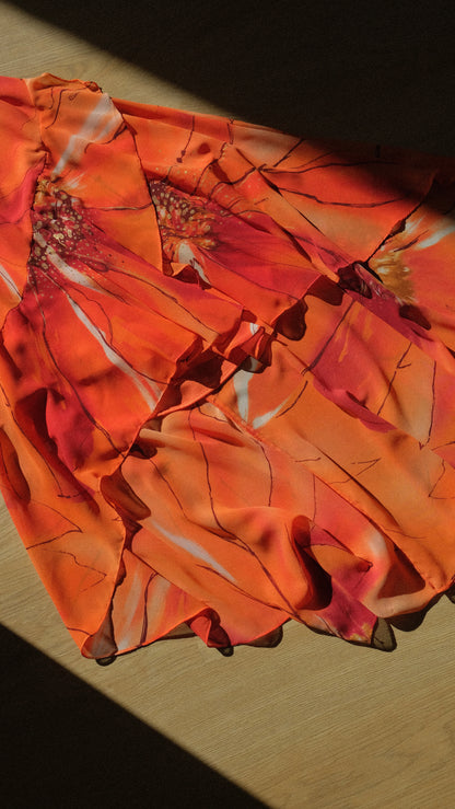 Vintage tropical floral dress (S-M)