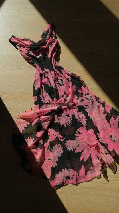 Hotpink floral summer dress (M-XL)