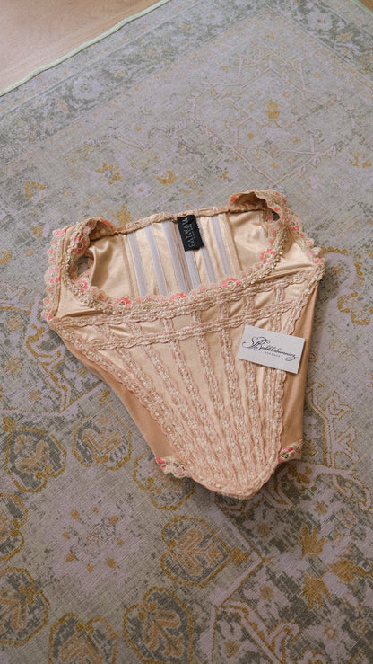 Vintage English designer creme bustier (S-M)
