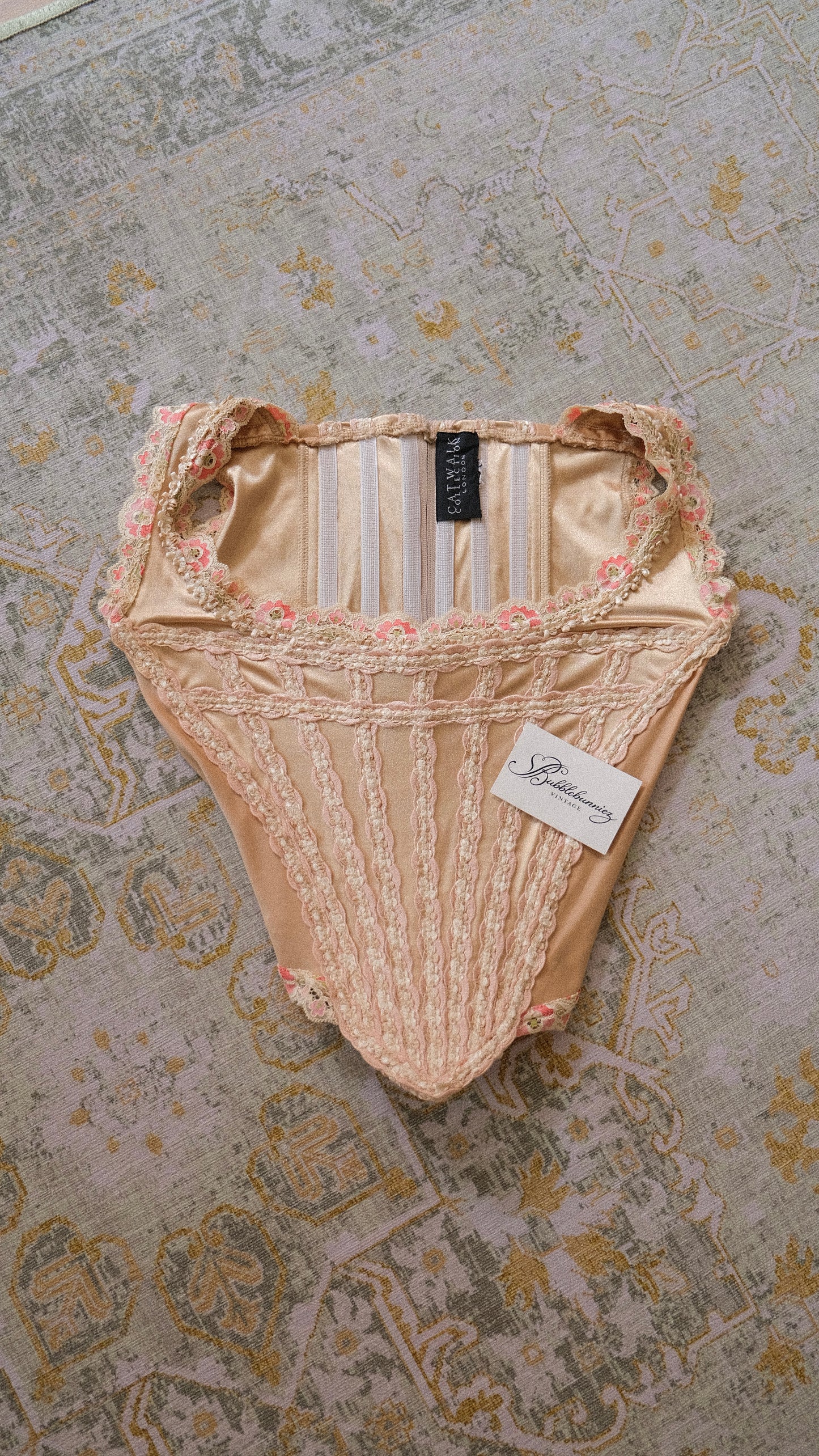 Vintage English designer creme bustier (S-M)
