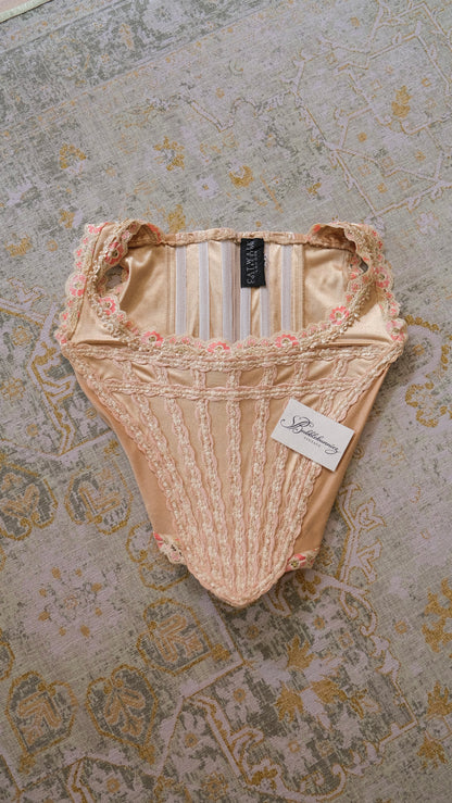 Vintage English designer creme bustier (S-M)