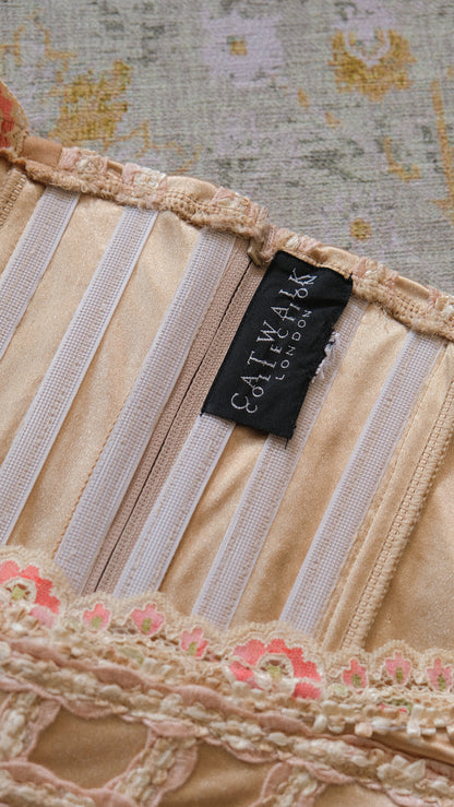 Vintage English designer creme bustier (S-M)
