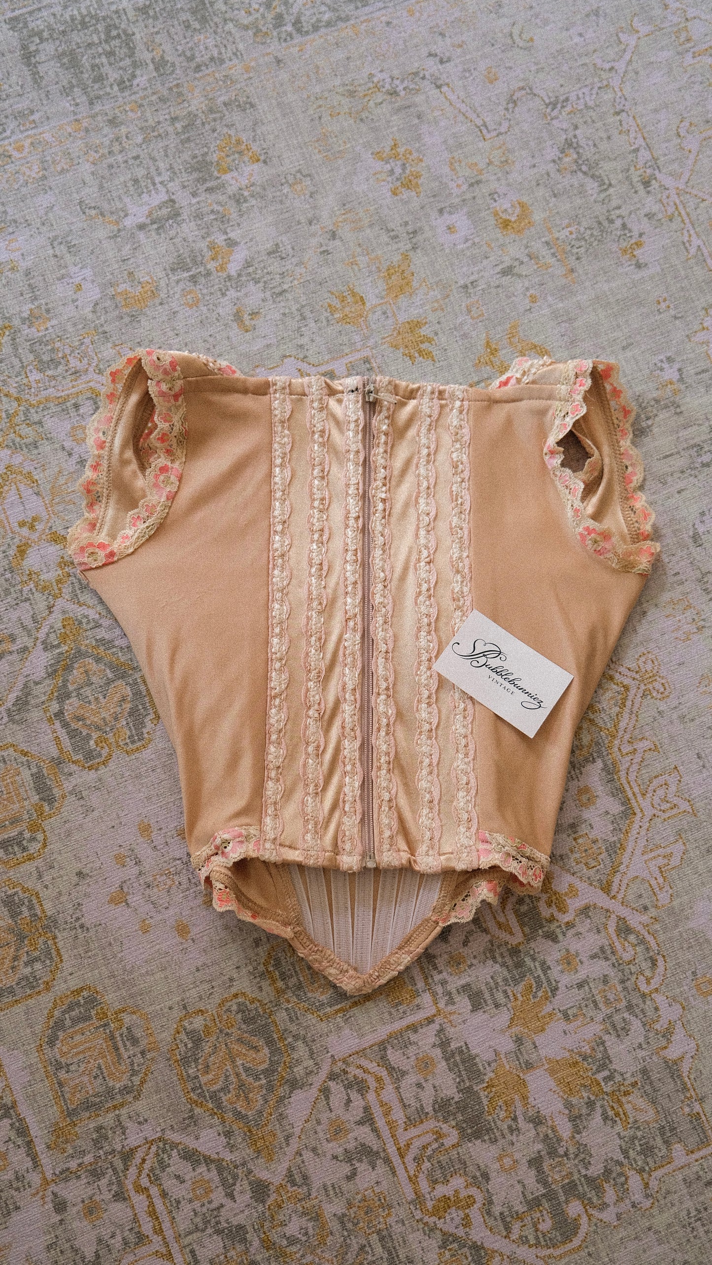 Vintage English designer creme bustier (S-M)