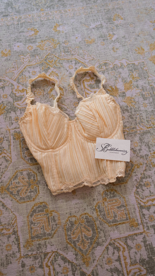 RARE Vintage La Perla 1996 pleated butter yellow corset (80C/36C)