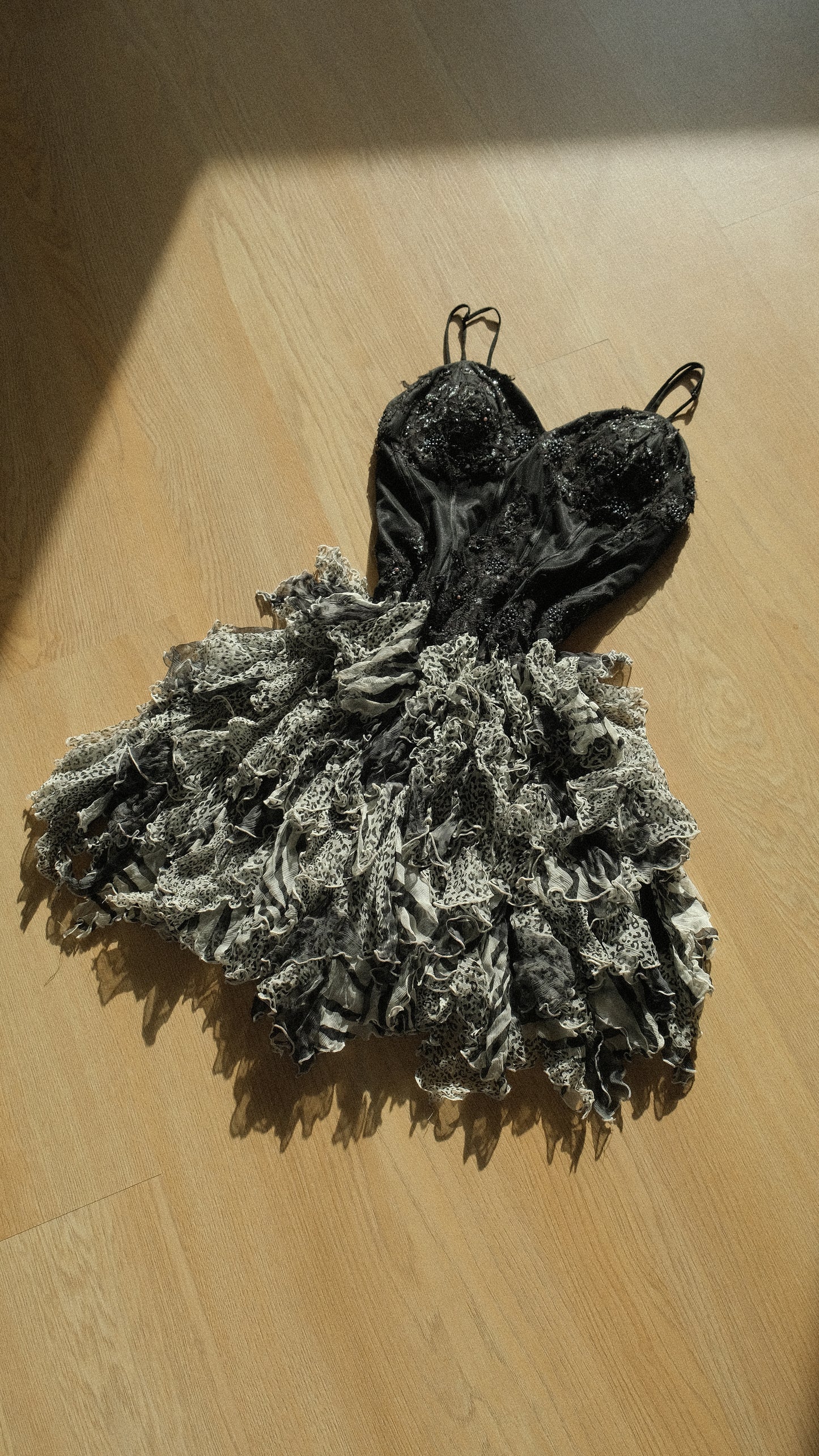 Vintage rare ruffle bustier minidress (M-L)