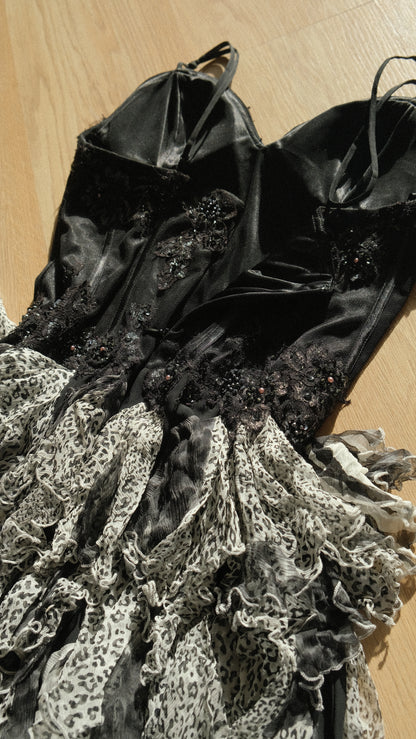 Vintage rare ruffle bustier minidress (M-L)