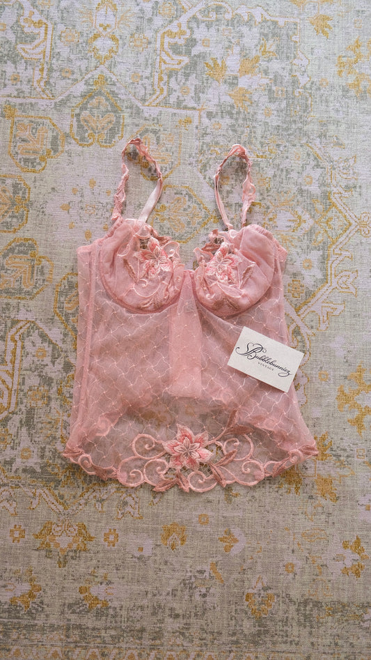 Vintage Italian soft pink floral corset (75B/34B)