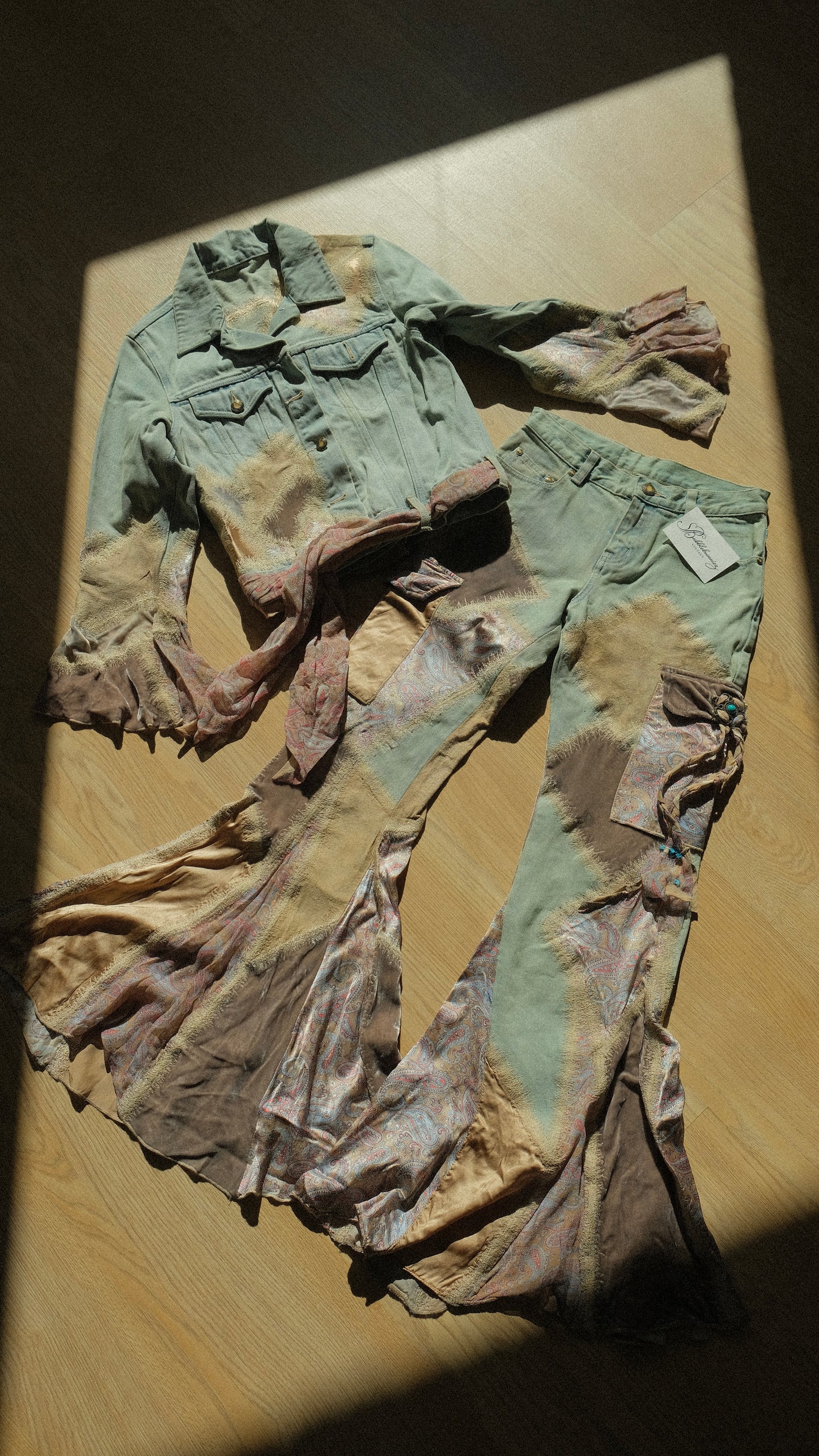 Vintage Italian denim flared 2 piece set (XS)