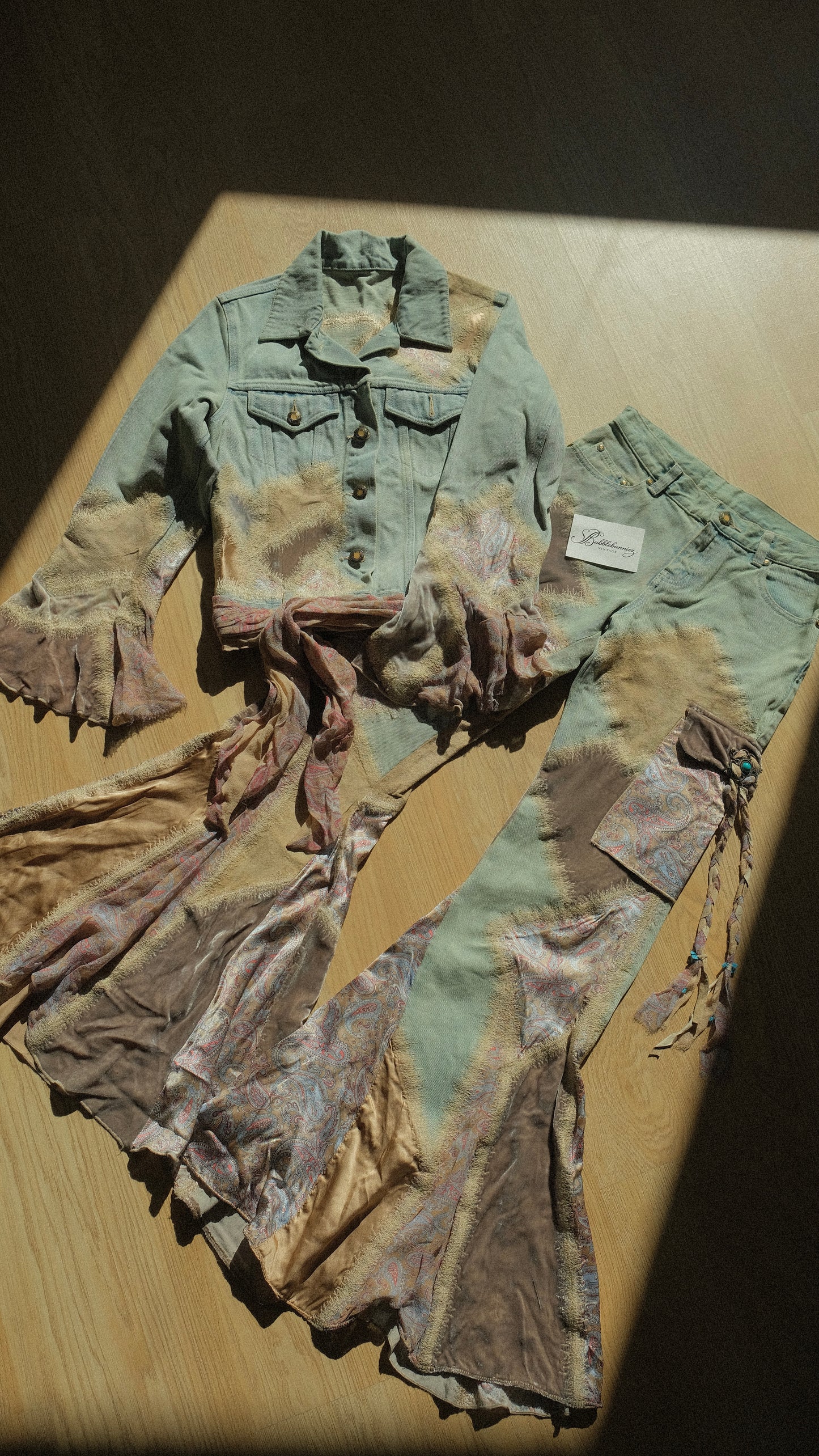 Vintage Italian denim flared 2 piece set (XS)