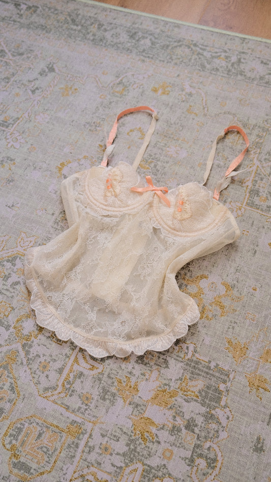 Rare Vintage French Floral corset (S/M, B cup)