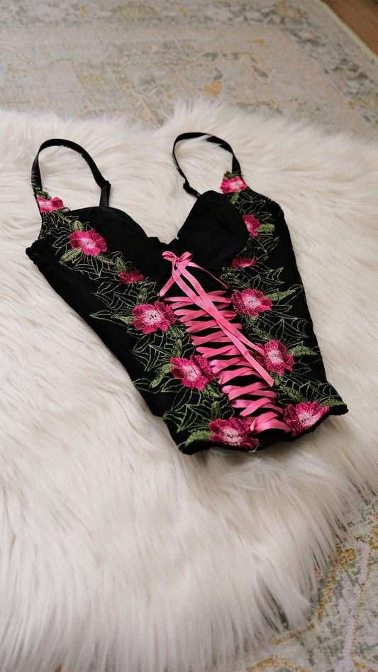 Dark Floral corset (70B/32B)
