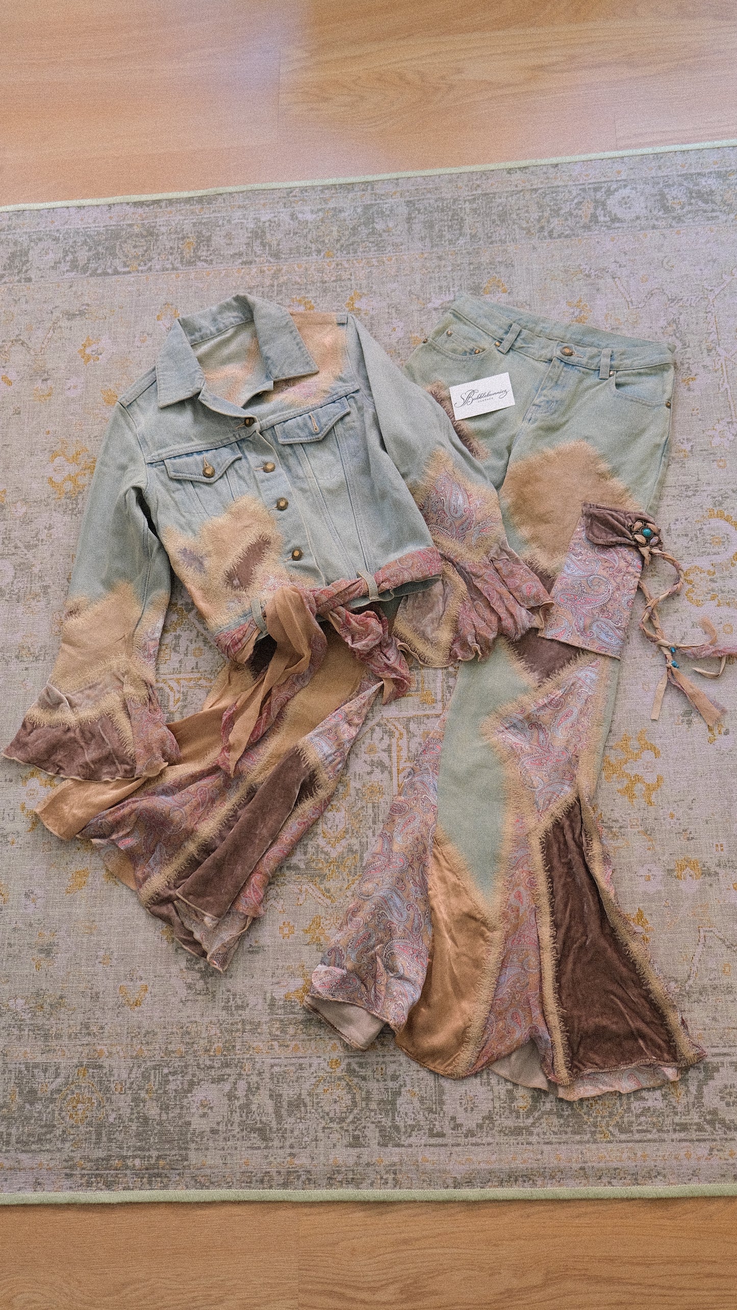 Vintage Italian denim flared 2 piece set (XS)