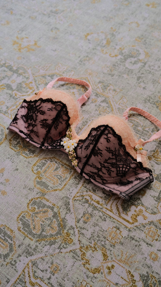 Vintage French Dark Floral bra (34D/75D)