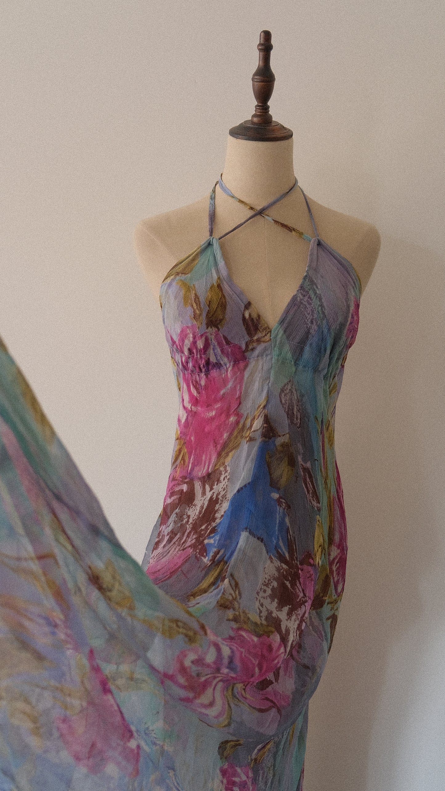 Vintage floral flowy summer dress (S-M)