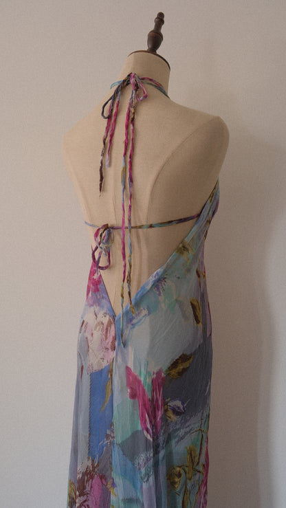 Vintage floral flowy summer dress (S-M)