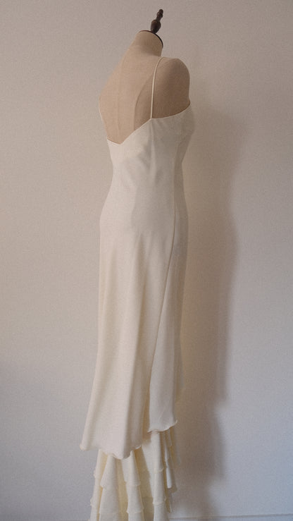 Ruffled floral bridal dress (S)