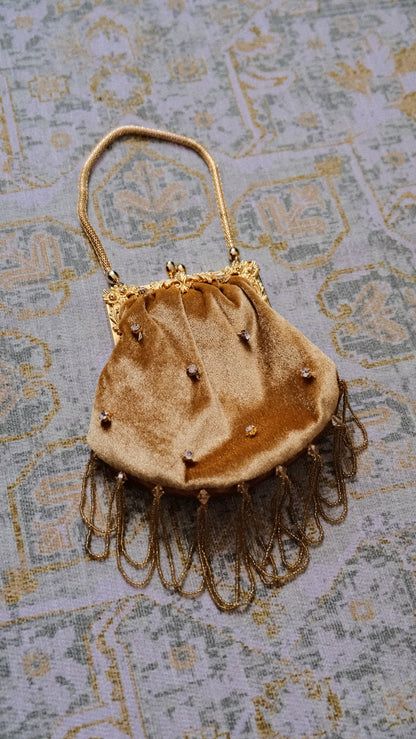 Golden velvet clutch