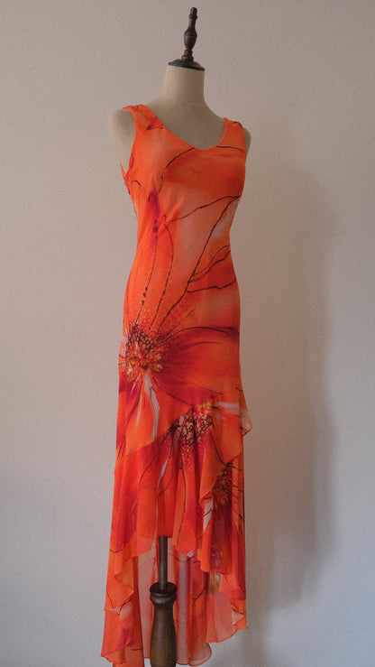 Vintage tropical floral dress (S-M)