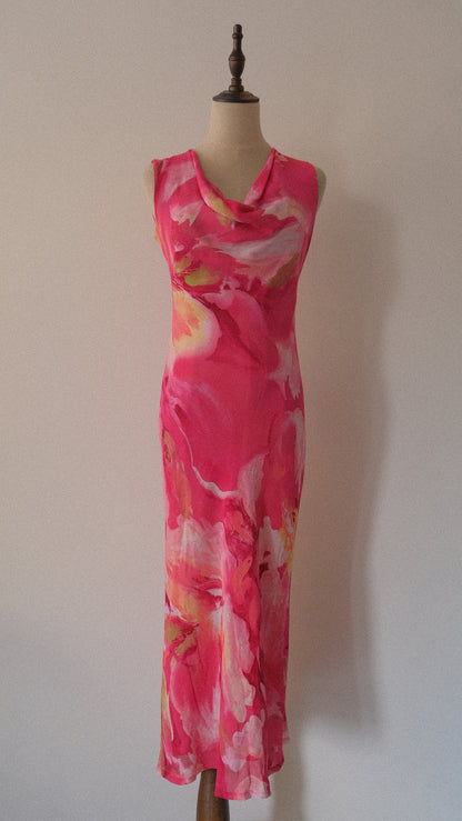 Hotpink floral summer dress (M)